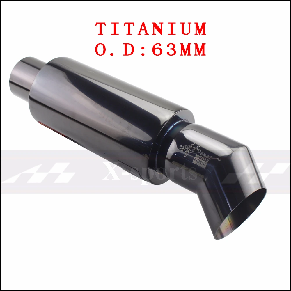 TITANIUM 63MM Автомобильный Стайлинг выхлопной трубы глушители хвост универсальный высокое качество нержавеющая сталь мотогонок глушители изгиб глушители 63 мм - Цвет: TITANIUM 63MM