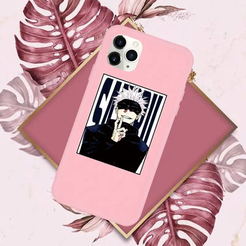 

Japanese Anime Jujutsu Kaisen Phone Case Candy Color for iPhone 6 7 8 11 12 s mini pro X XS XR MAX Plus