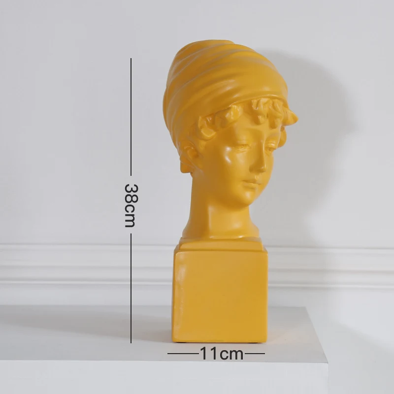 Girl Yellow VILEAD 19 см 46 см Смола гипсовая голова фигурки нордическая Morandi Давид Венера эскиз скульптура персонажа Искусство Декор Орнамент для дома - Цвет: Girl Yellow