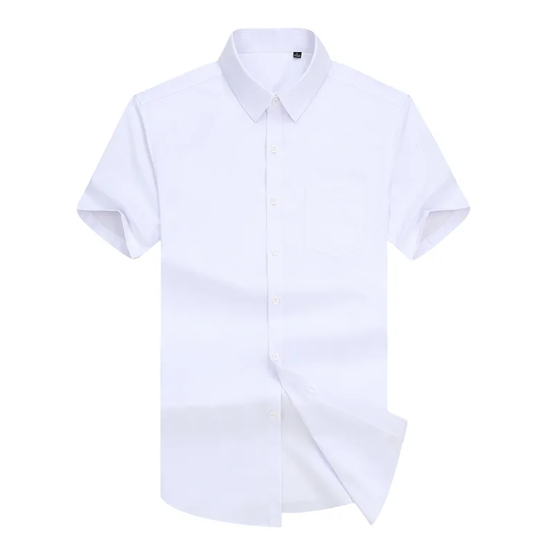 

Summer thin men's fattening plus size short sleeve shirt men's fat business casual solid color versatile short sleeve shirt