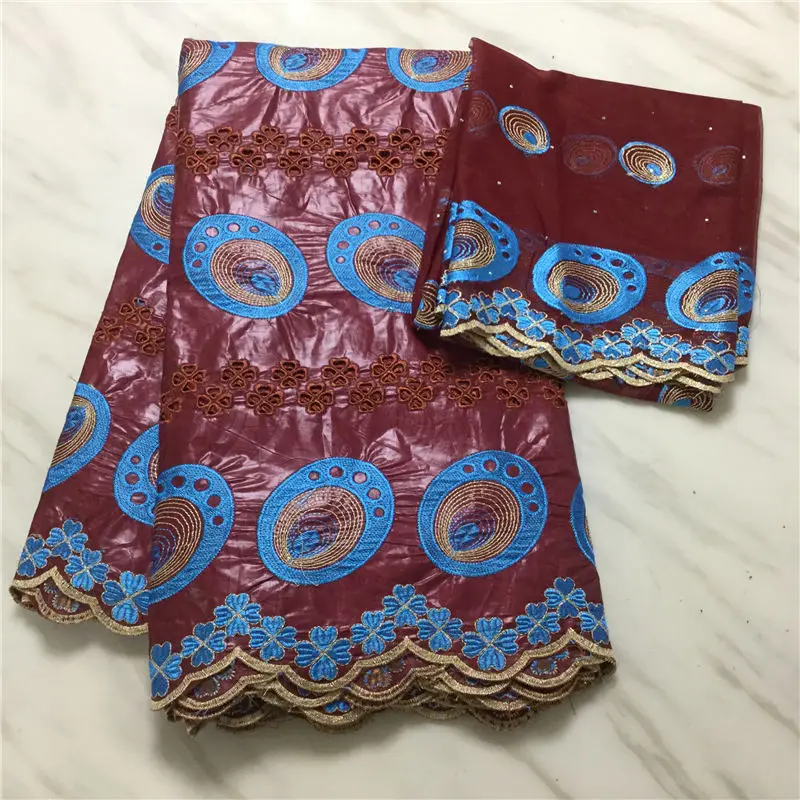 

bazin riche getzner 2020 with lace fabric 5+2yards/lot embroidered lace fabric latest cotton bazin riche fabric for party dress