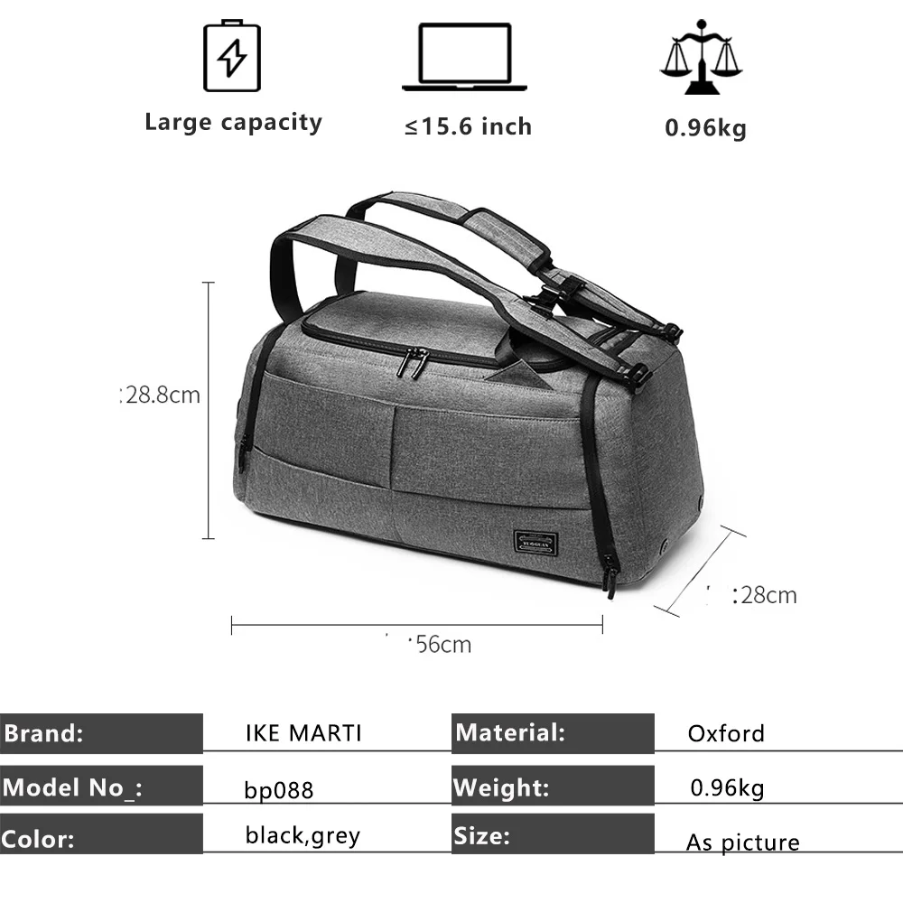 

IKE MARTI Men Travel Anti-Theft Backpack Bag Sports Outdoor Gym Bag 2020 New Big Business Trip 15.6 Laptop Bacpacks Male Mochila