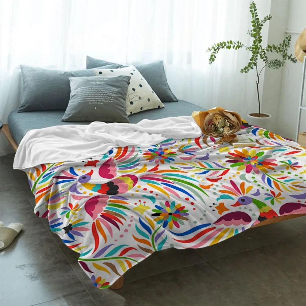 BIGHOUSES Throw Blanket Mexican Embroidery Throw Blanket Soft Warm Microfiber Blanket Flannel Blanket