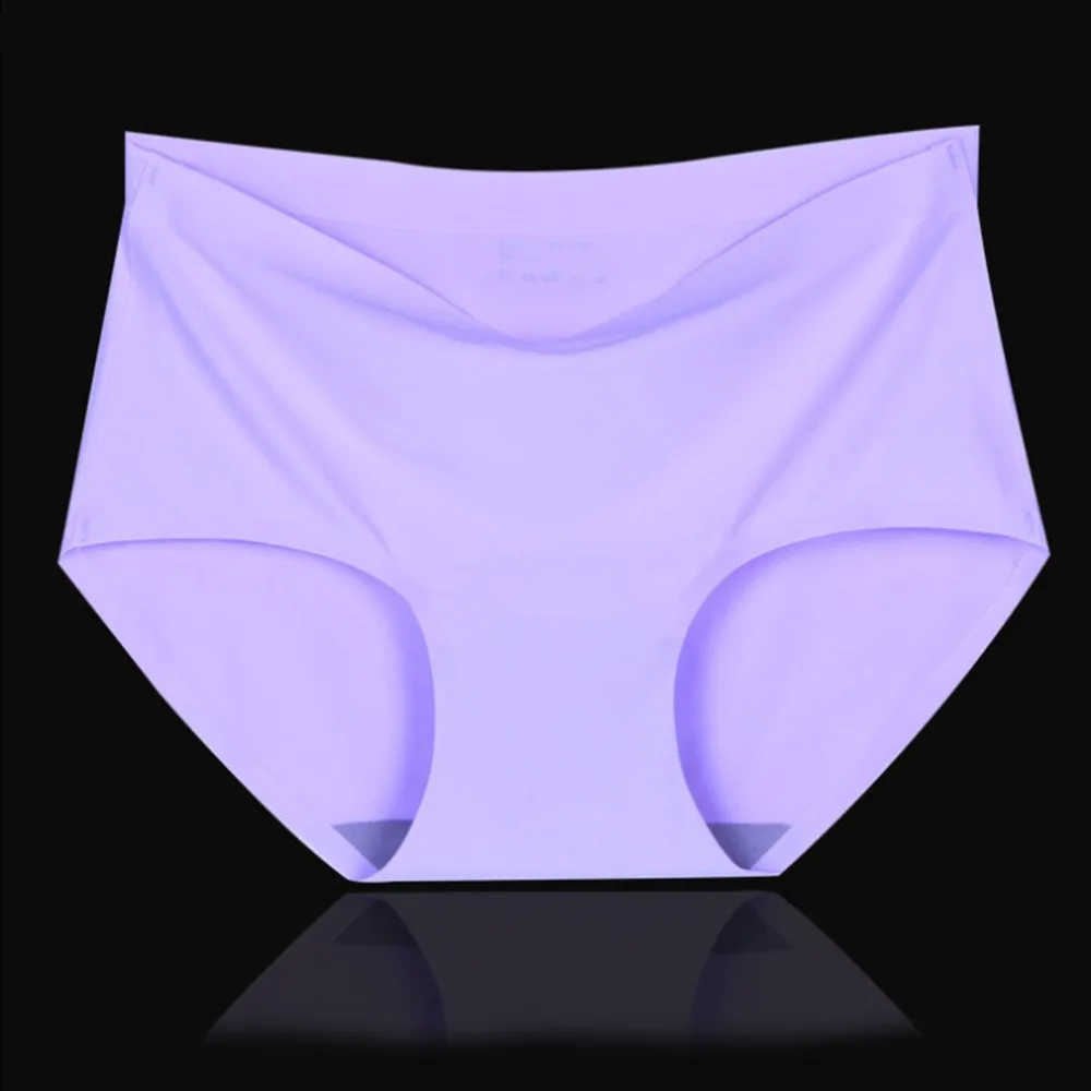 

Women Sexy Traceless Skin-friendly Underpants Solid Color Middle-waisted Briefs Breathable Comfortable Ladies Knickers