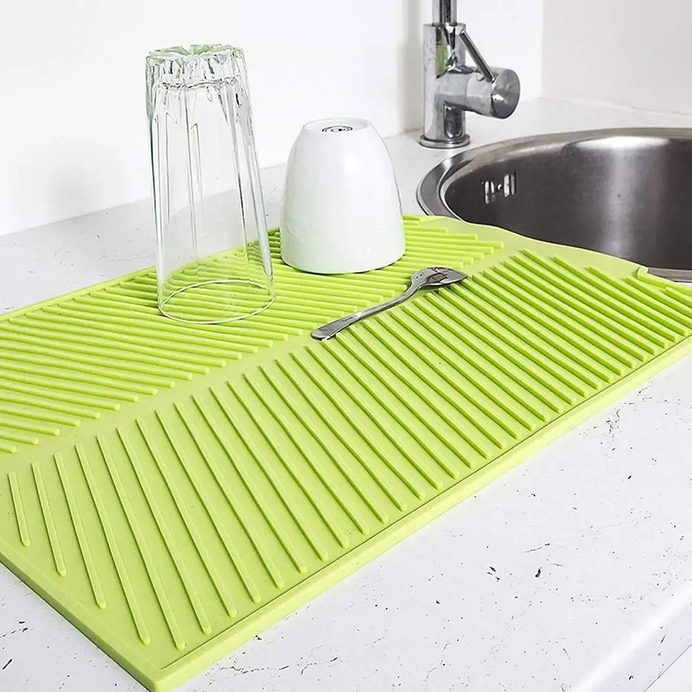 Silicone Dish Drying Mat Heat Resistant Tableware Insulation Pad Soft Durable Cushion Dinnerware Table Kitchen Organizer | Дом и сад