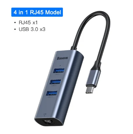 USB C концентратор Baseus type C для нескольких USB 3,0 концентратор HDMI адаптер док-станция для MacBook Pro huawei mate 30 USB-C 3,1 разветвитель порт type C концентратор - Цвет: 4 in 1 RJ45 USB HUB