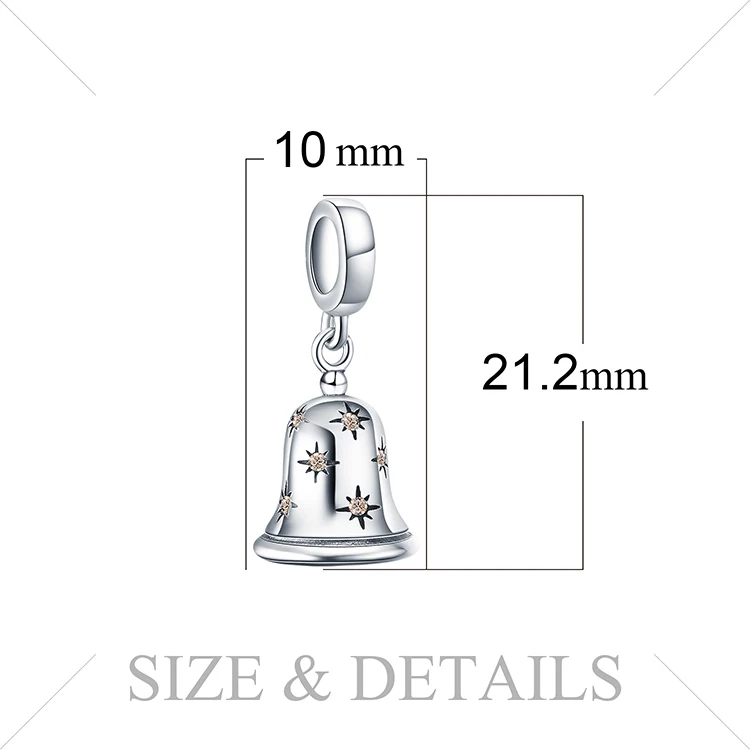 JewelryPalace рождественские звенящие колокольчики кубического циркония 925 пробы Серебряная очарование бусы для Для женщин Новая горячая Распродажа красивые подарки