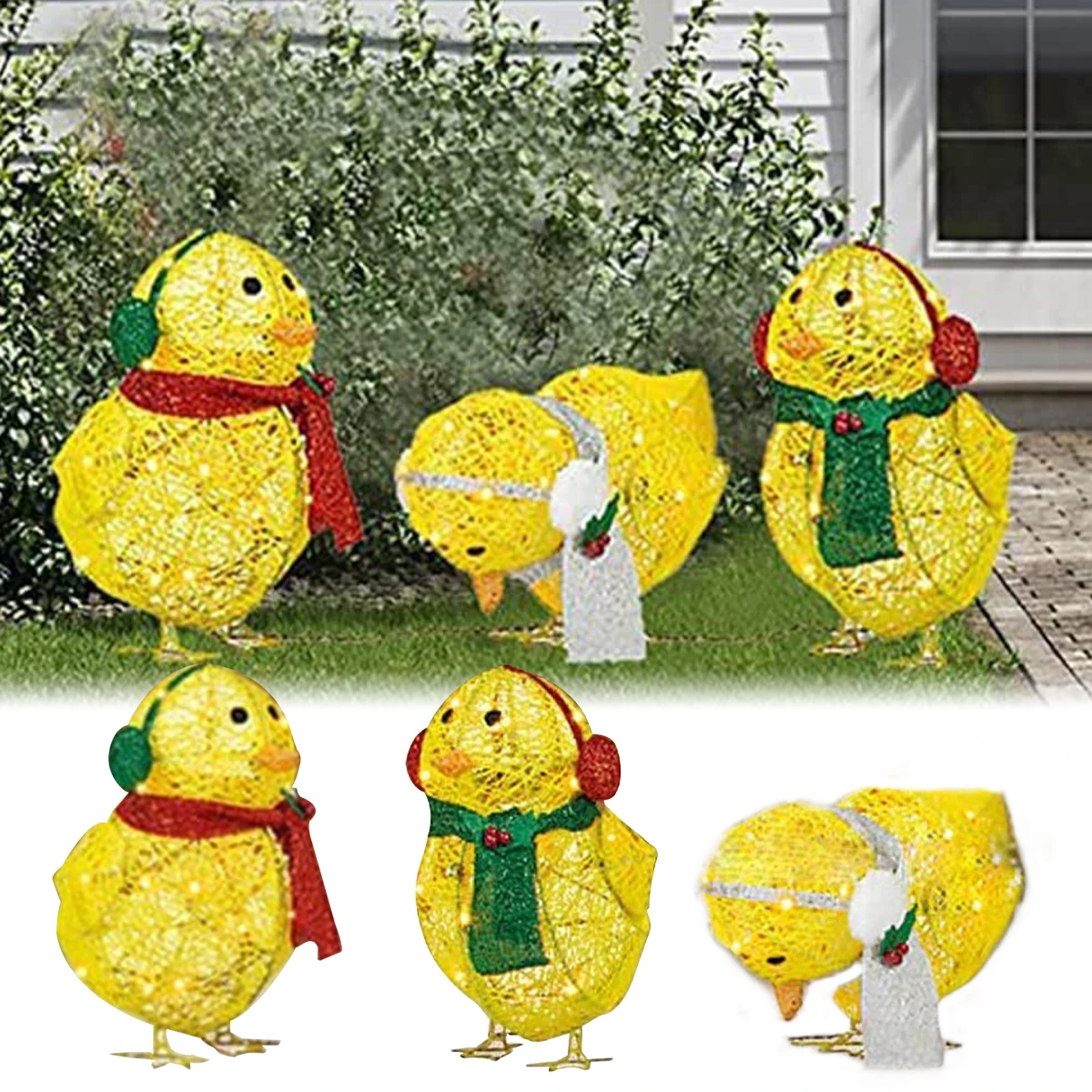 

Украшение для двора, светодиодсветильник, курица с шарфом, металлическая скульптура курицы, лужайка, коридор, Рождественское украшение для ...
