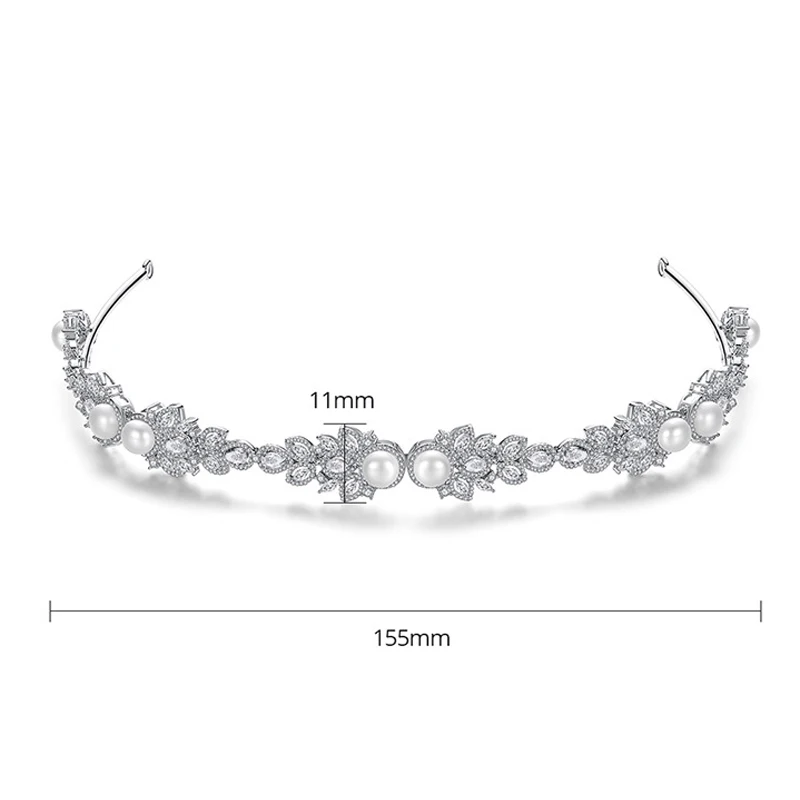 

Trendy Crown Bride Headband Bridal Tiaras Zircon Pearls Wedding Hair Accessories Headdress Wedding Tiara Crown Romantic Women