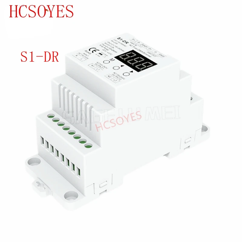 S1-DR AC100V-240V din-рейку 2 канала 2CH AC Triac DMX диммер, двухканальный выход кремния DMX512 светодиодный контроллер