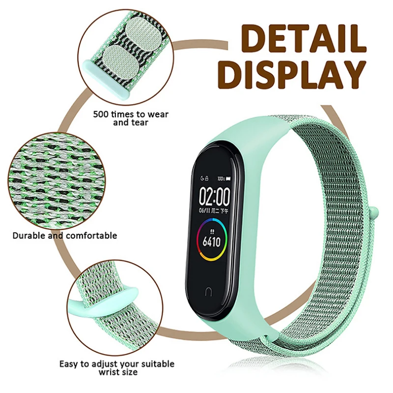 Цветной нейлоновый ремешок для Mi Band 5 4 3 браслет Miband на запястье умный Браслет Для
