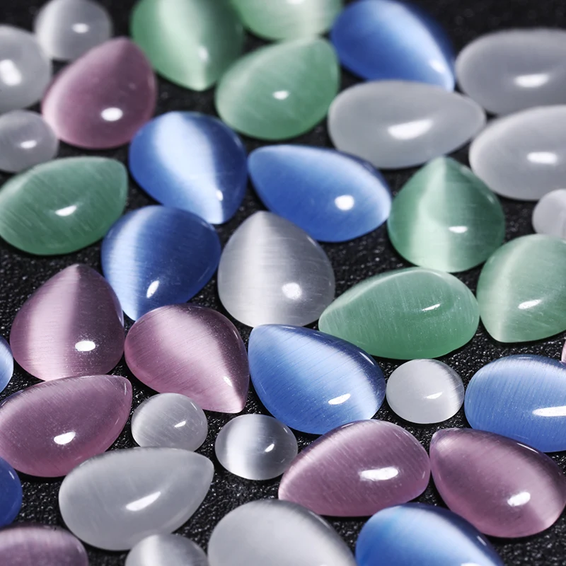 10 шт./пакет смешанные капли воды Стразы для ногтей круглый кошачий глаз Форма