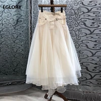 ball gown skirt 2021 spring summer clothing women high waist sexy tulle mesh patchwork mid calf length casual party maxi skirt