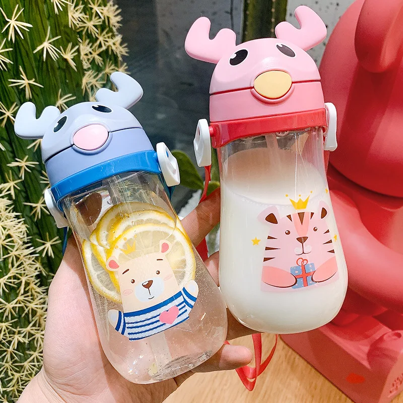 Новая Милая чашка с оленьими рогами детская для воды пластиковая крышка бомбой
