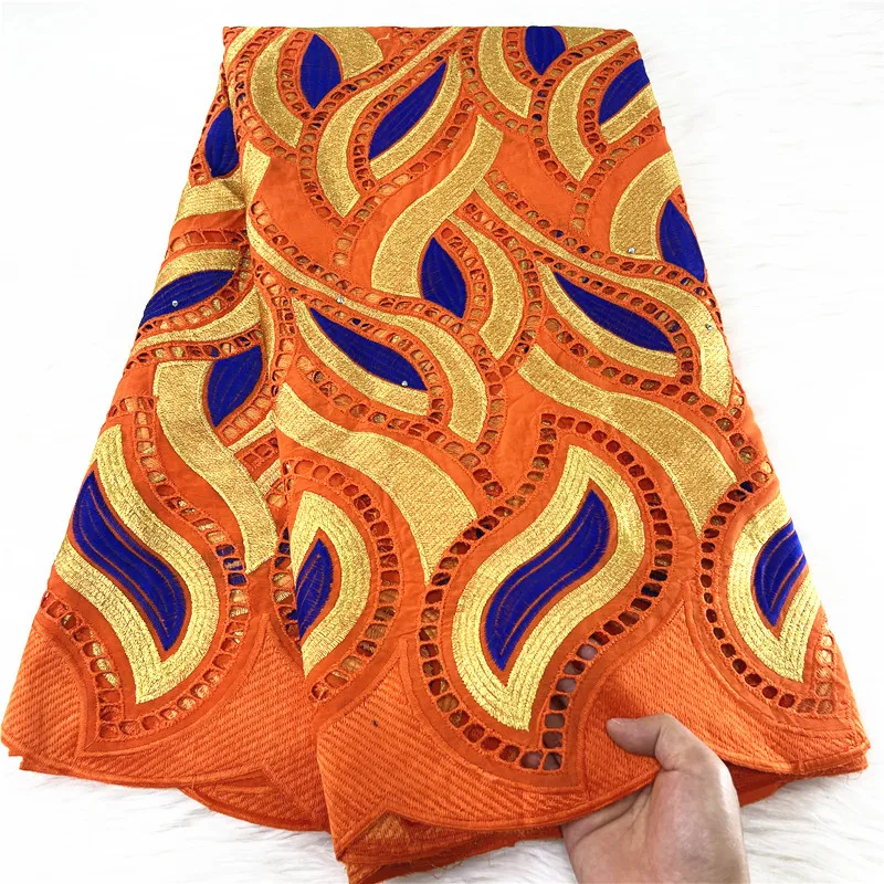 

Orange Swiss Voile Lace Fabric 2022 High Quality Lace African Fabrics For Women Dress