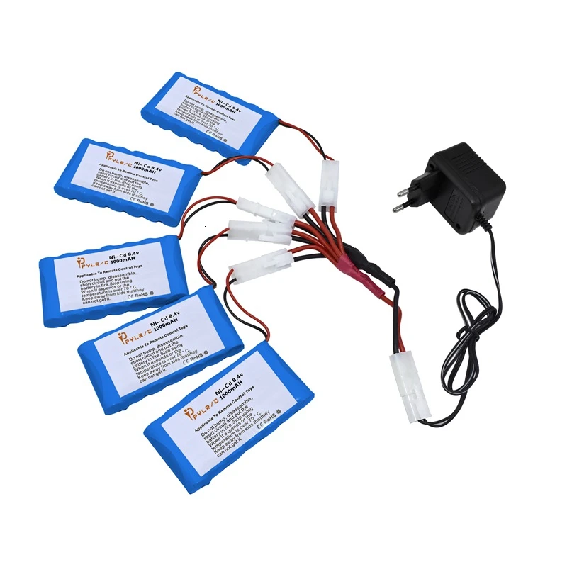 With Tamiya 2P Plug 8.4v 1000mah Ni-CD Battery And Charger For Rc toys Car Tank Robot Gun Boat AA Rechargeable Pack | Игрушки и хобби