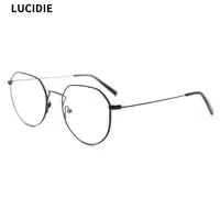 LUCIDIE Unisex Round Glasses Frame Woman Men Glasses Retro Myopia Optical Eyewear Frames Metal Clear Lenses Female Eyeglasses