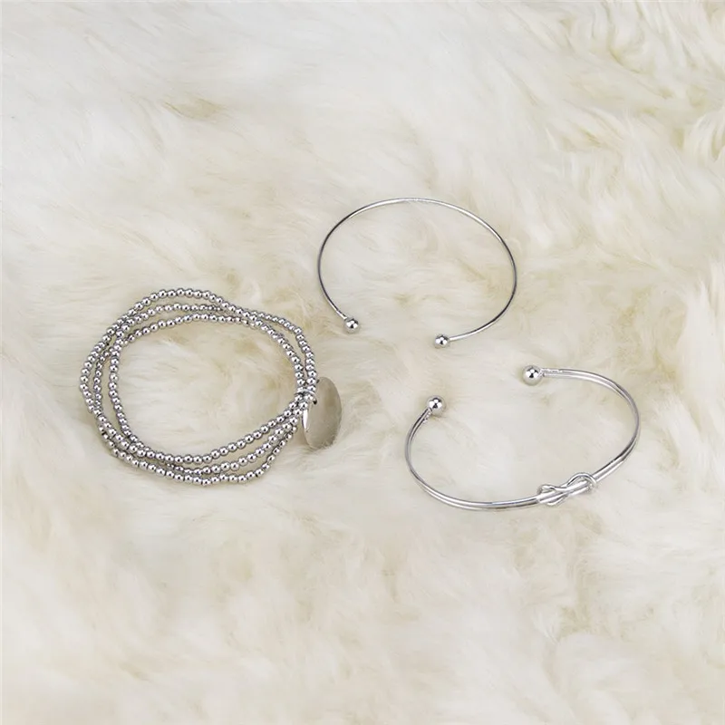 3 шт. женский модный простой браслет с цепочкой и бусинами Набор браслетов в стиле