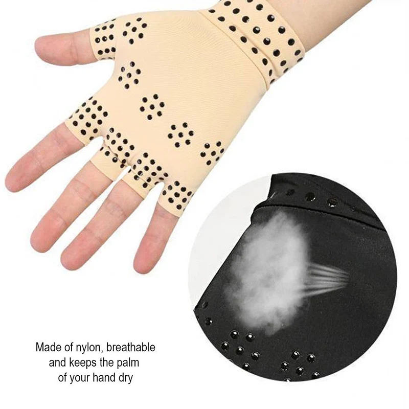 

Newest 1Pair Magnetic Therapeutic Arthritic Fingerless Compression Gloves Therapy Mittens Promotion