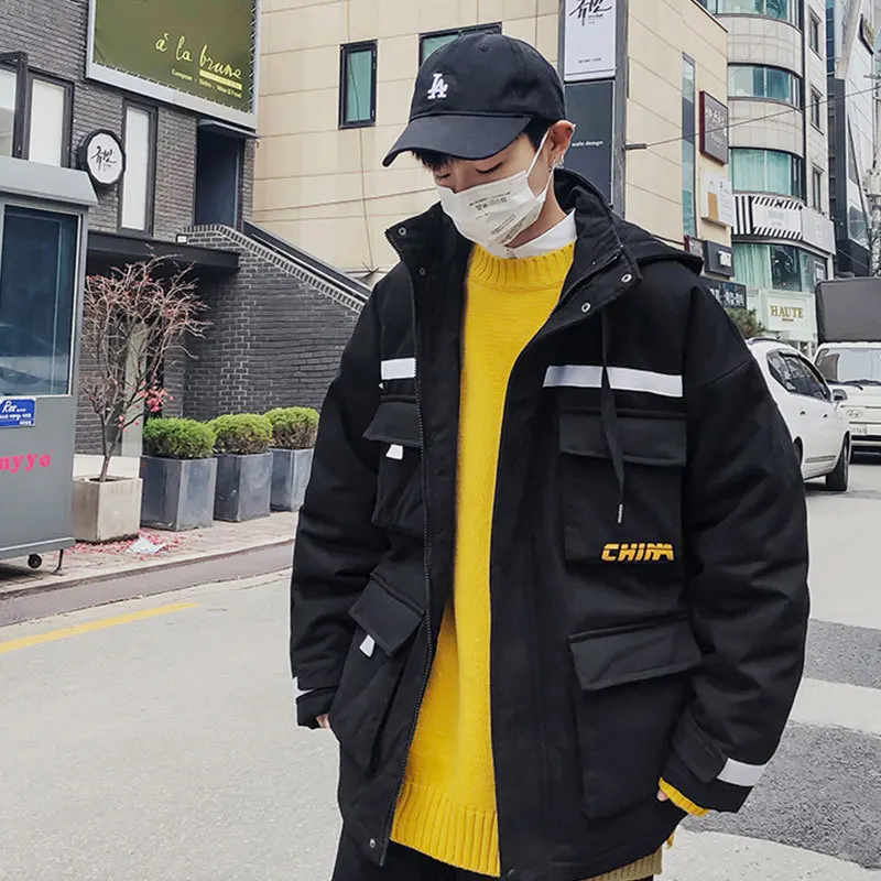 Liketkit мужские зимние хлопковые куртки 2019 Свободные Комбинезоны с несколькими