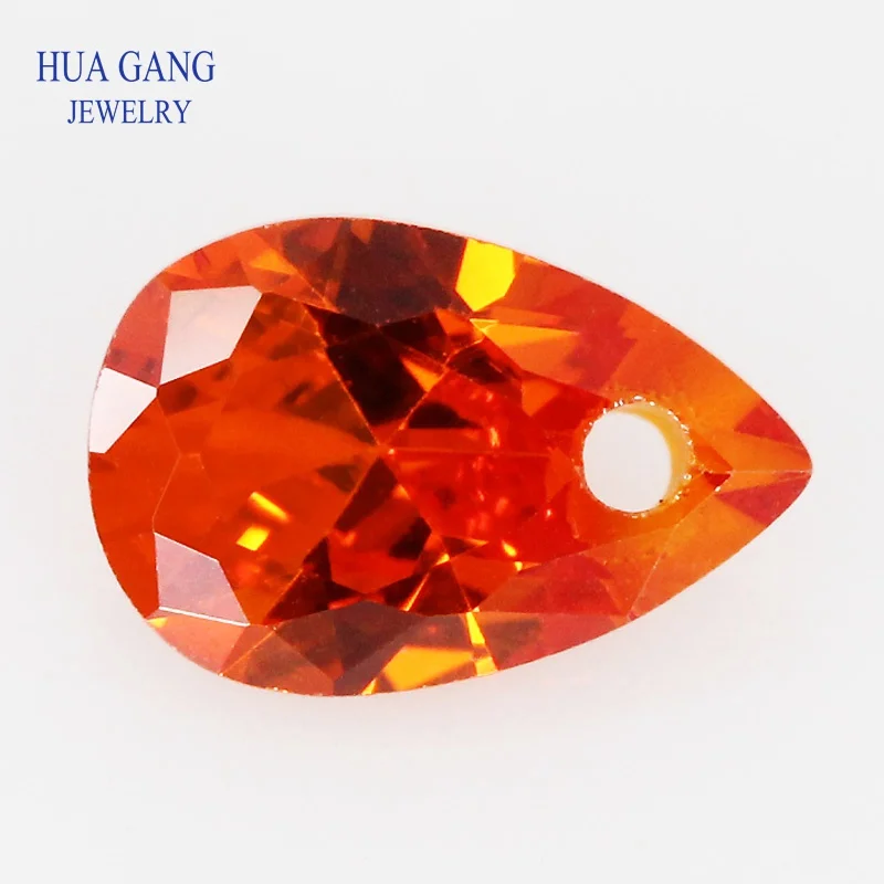 

Single Hole AAAAA Pear Shape Brilliant Orange Cubic Zirconia Stone For Jewelry Making 4x6~15x20mm High Quality CZ