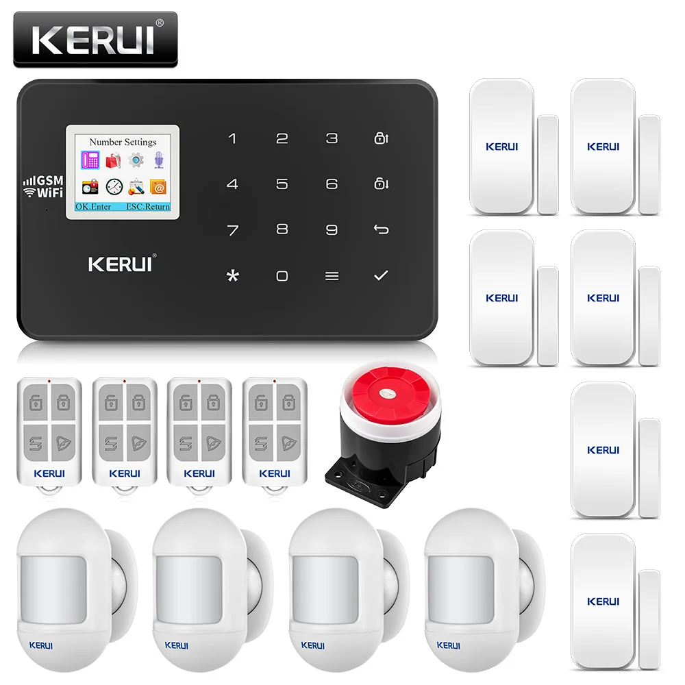 Охранная сигнализация KERUI Wi Fi GSM SMS управление через приложение домашний PIR датчик