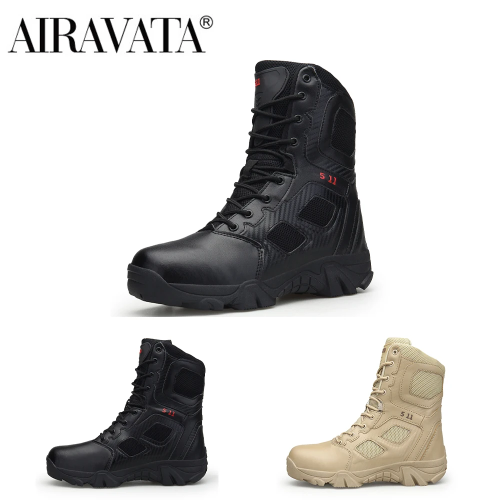 

Мужские высокие ботинки на шнуровке Airavata, армейские замшевые кожаные меховые плюшевые водонепроницаемые ботинки для улицы, нескользящая о...