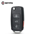 KEYYOU Fob 3+1 Buttons Replacement Flip Remote Key Shell Case For VW Volkswagen Jetta Golf Passat Beetle Polo Bora Tiguan MK6