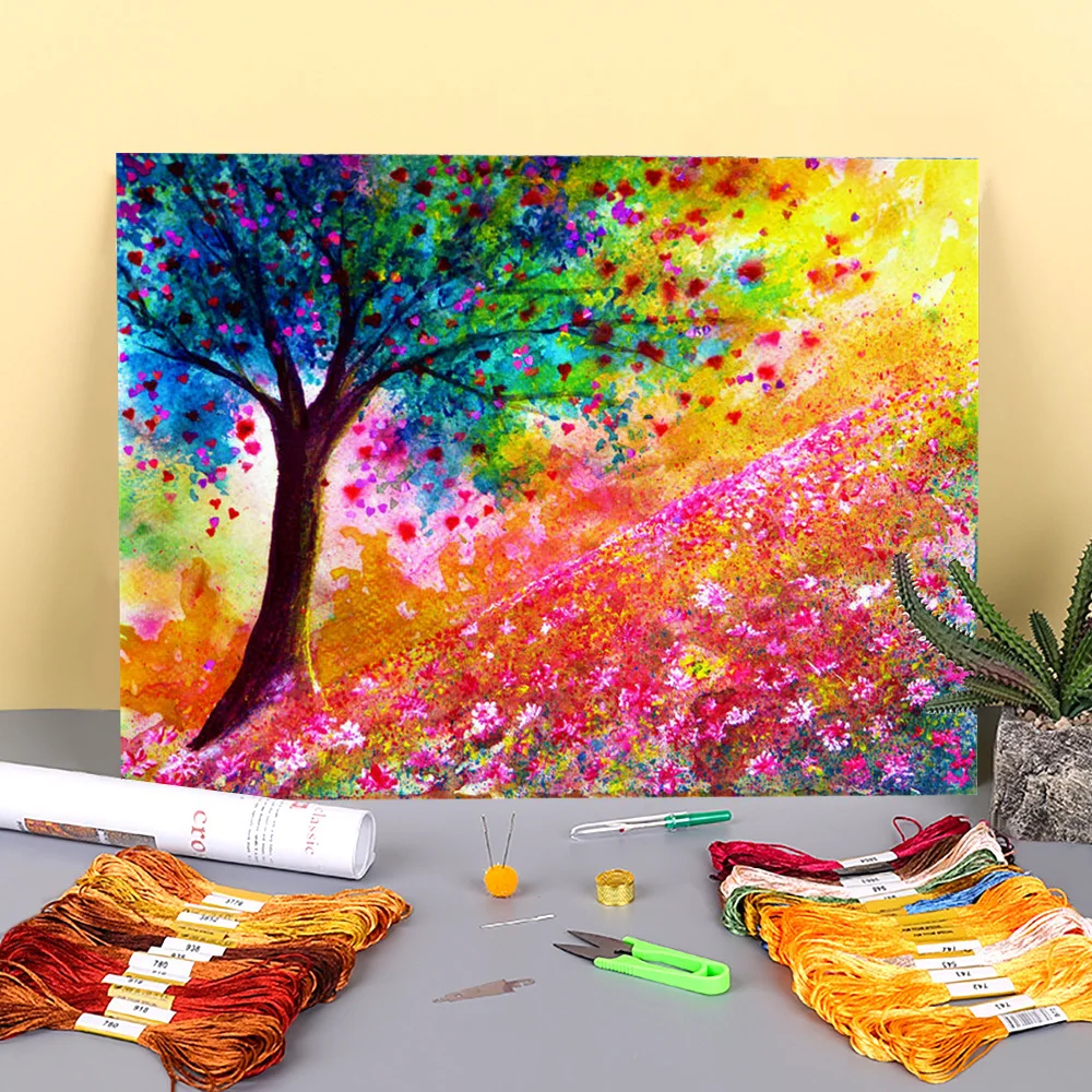 

Набор для вышивки крестиком, водорастворимый холст с рисунком природного пейзажа