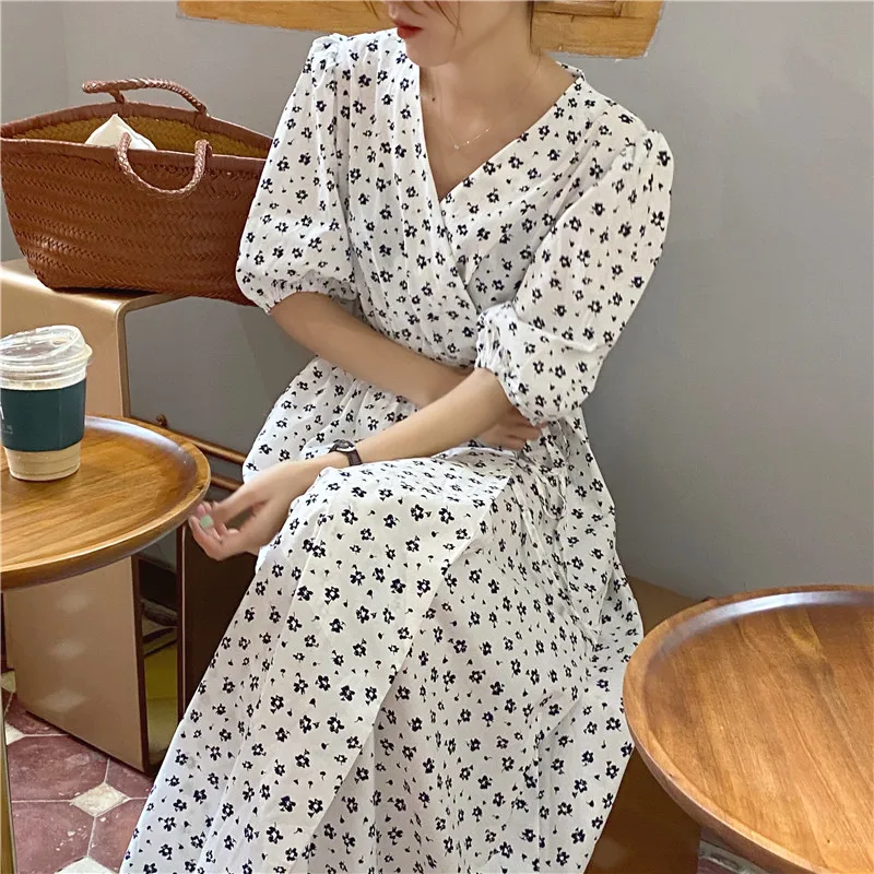 

2021 Plus Size Floral Print Summer Dress Evening Long Vintage Dresses Oversize Short Sleeve Beach Women Dress Robe Vestido Prom