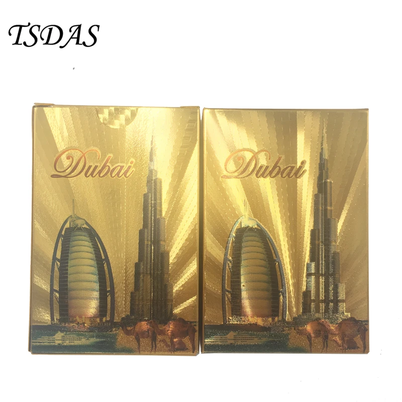 Прочная пластиковая игральная карта 54 шт./компл. с Дубаи дизайн 24k золото покер