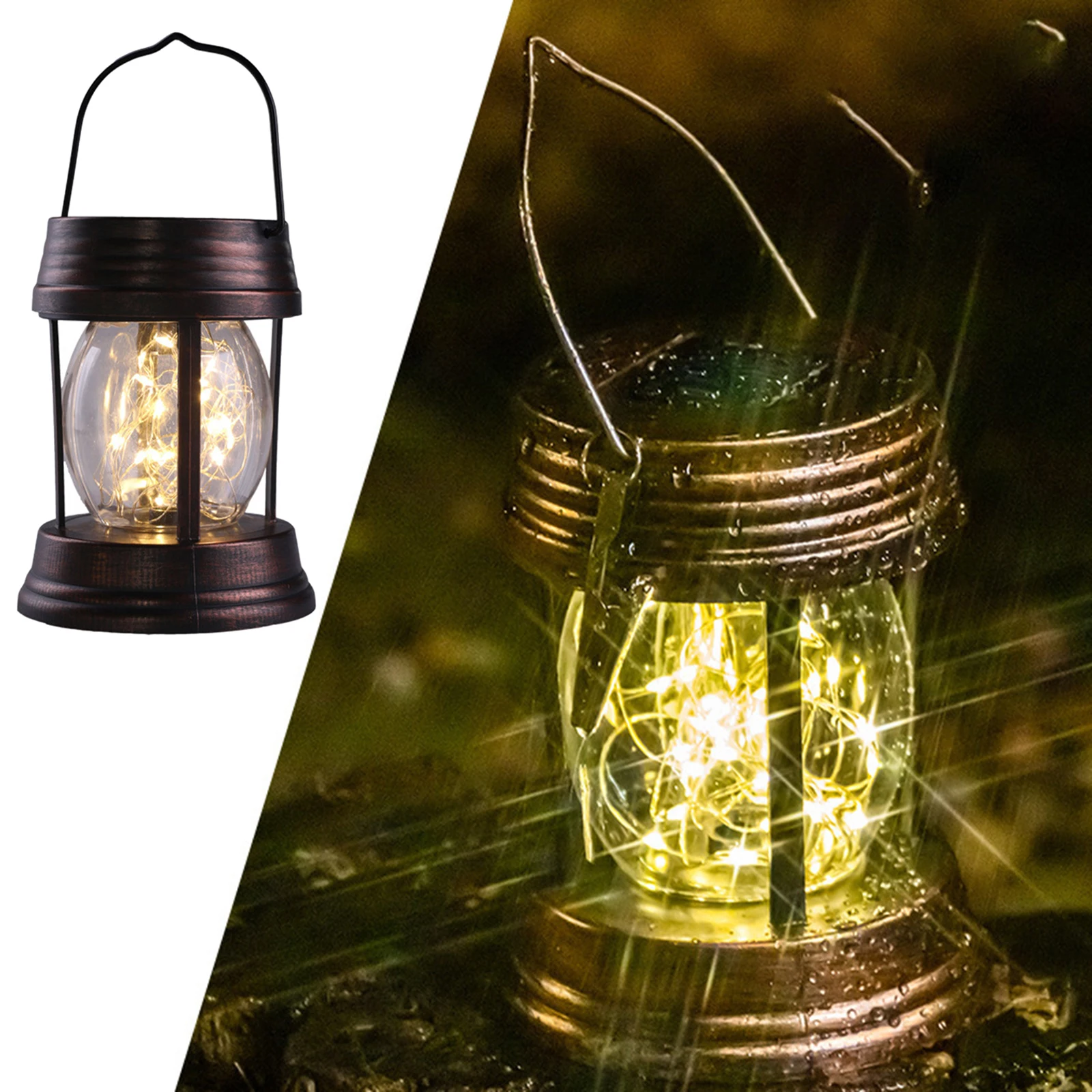 

LED Solar Lantern Lamp Outdoor Camp Light Dusk-to-Dawn Patio Garden Lawn
