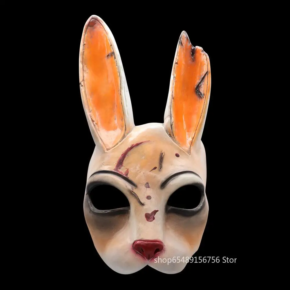

Game Horror Butcher Trapper Cosplay Mask Killer Rabbit Ears Halloween Christmas Carnival Birthday Party Masquerade Latex Props
