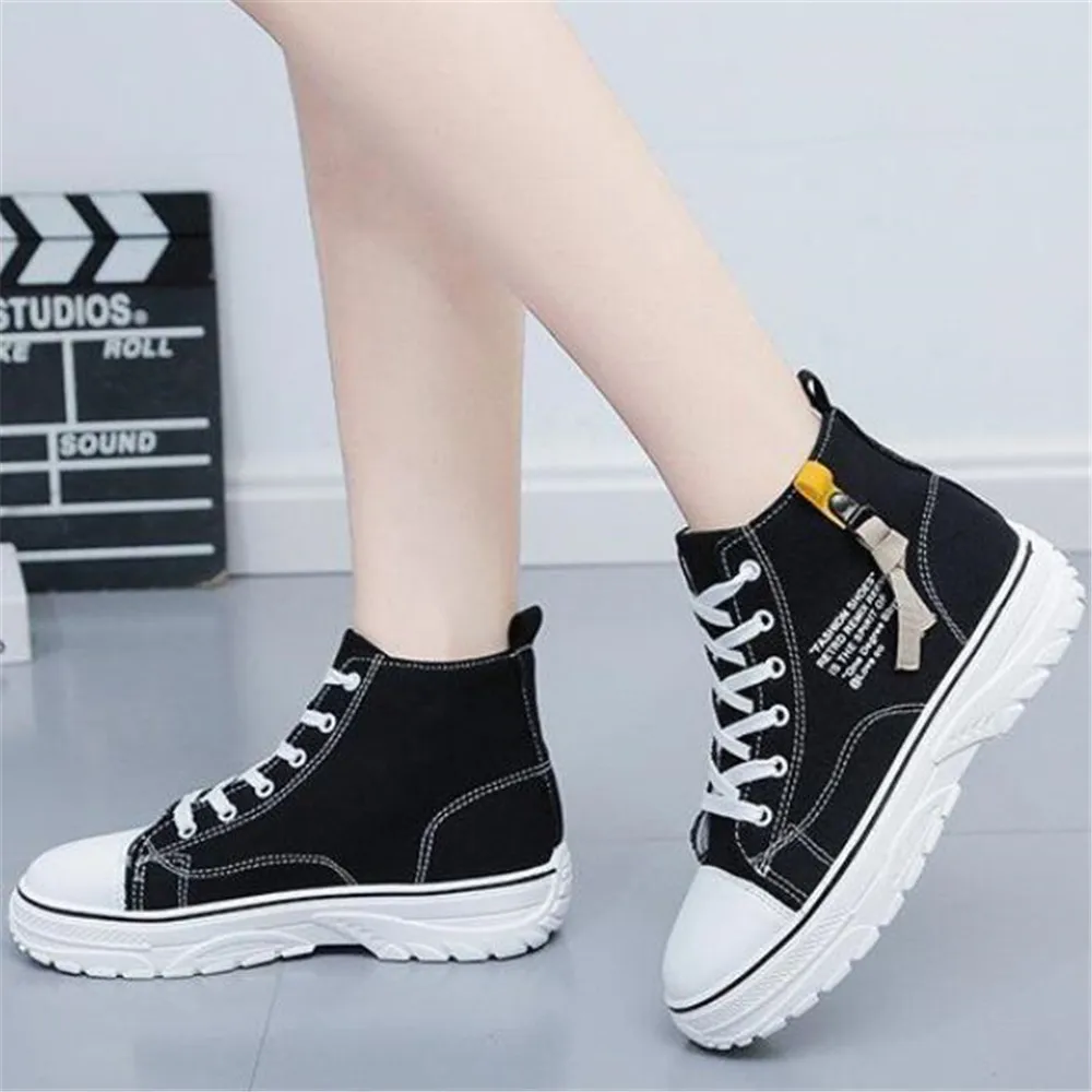 

New Autumn College Style Fashion Students Sneakers High Top Lace-Up Canvas Shoes Women Breathable Flats Female Vulcanize Shoes