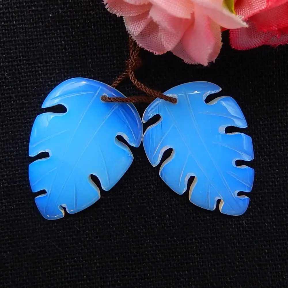 Бусины для серег, Резные листья, 29x20x4 мм, 6 г, подарок на день рождения, природный Опалит