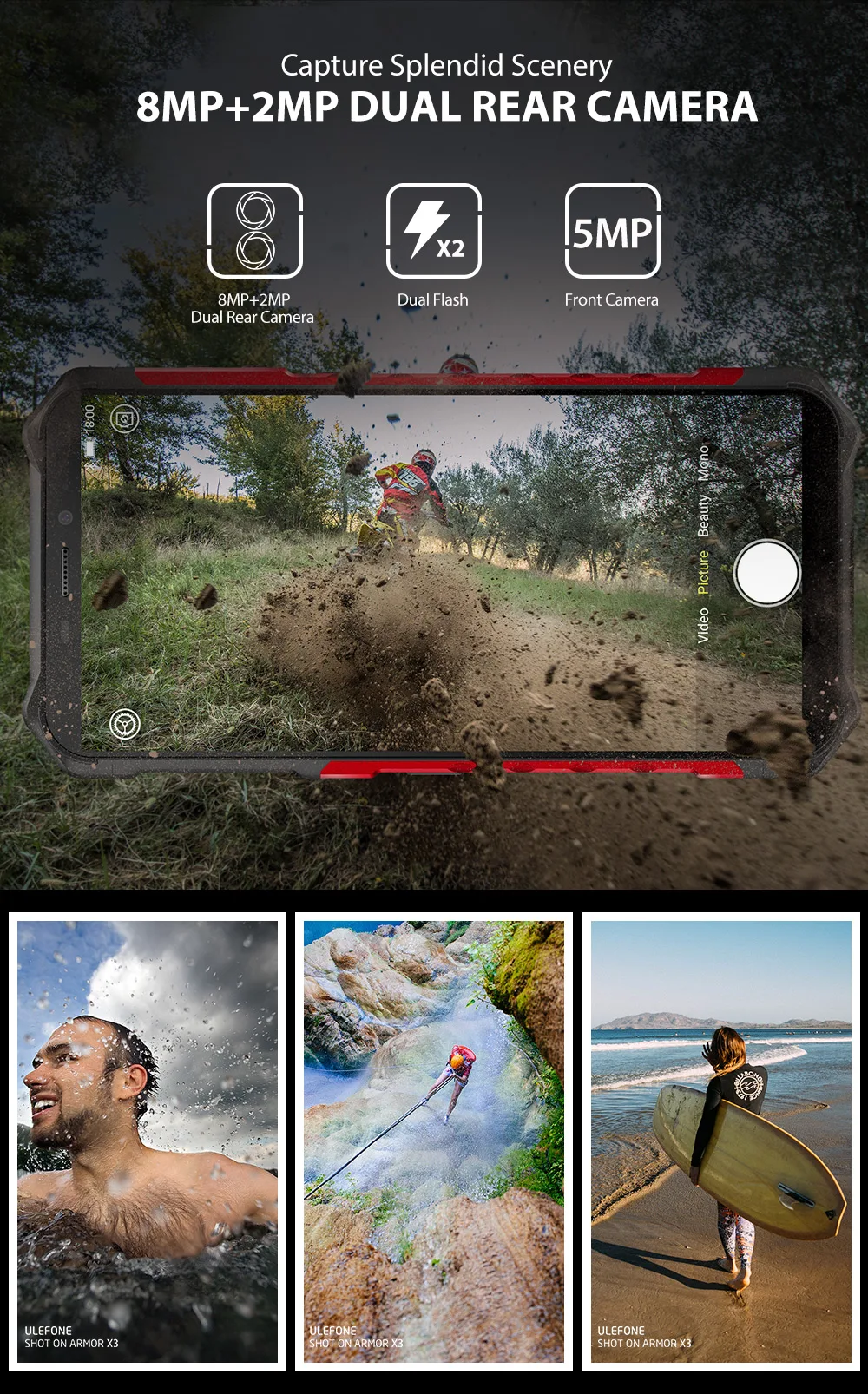 Ulefone Armor X3 прочный смартфон Android 9,0 IP68 Android 5," 2 ГБ 32 ГБ 5000 мАч 3g прочный мобильный телефон Android