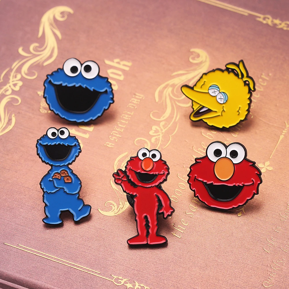 Улица Сезам брошь Elmo на булавке большая птица брошь печенье монстр нагрудные булавки для детской одежды DIY наклейки детская футболка симпатичный значок