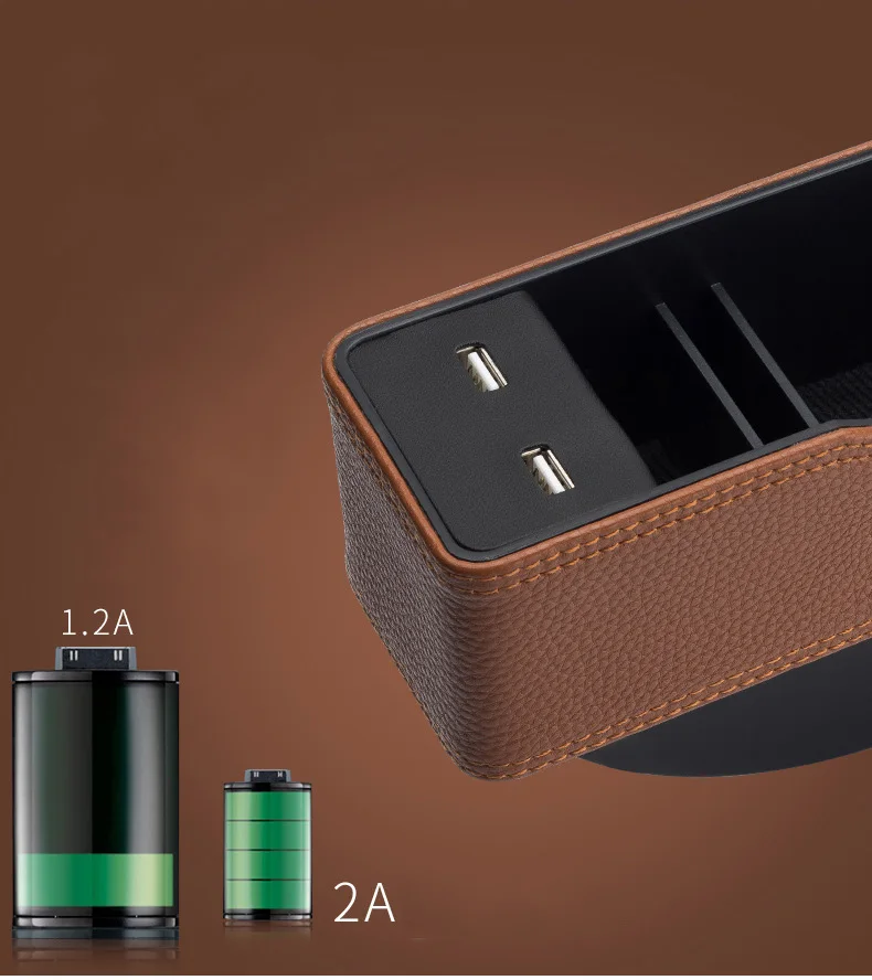 Шкатулка для хранения сидений автомобиля черный органайзер с USB-портом зарядки |