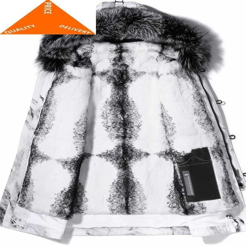 

Coat Winter Real Men Rabbit Liner Parka 2020 Streetwear Thick Warm Long Jacket Large Fox Fur Hooded Hiver S-N2669