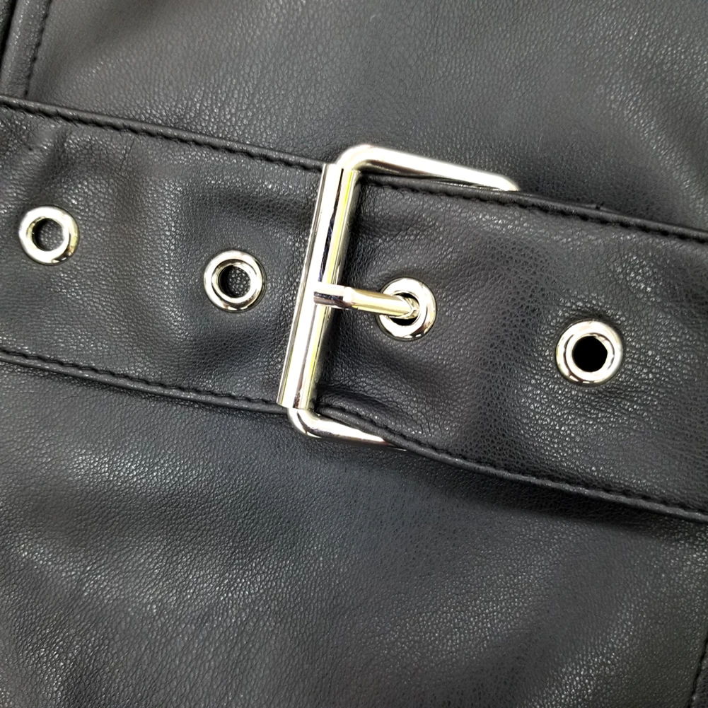 

European and American high-grade leather skirt sexy one-shoulder zipper dress short section bag hip slim PU leather dress