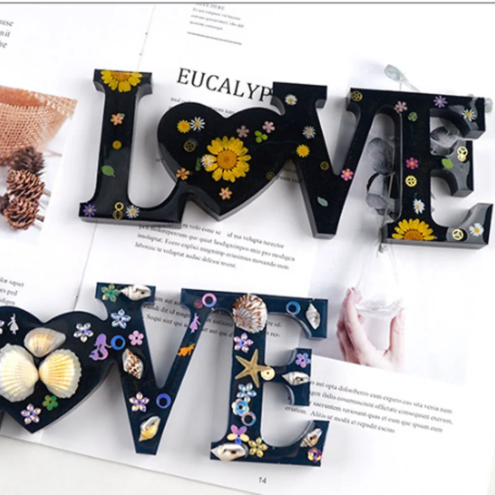 

1 PC Heart Shape HOME LOVE Silicone Mould Letters Crystal Resin Mold DIY Crafts Casting MoldsHome Resin Molds For Jewelry