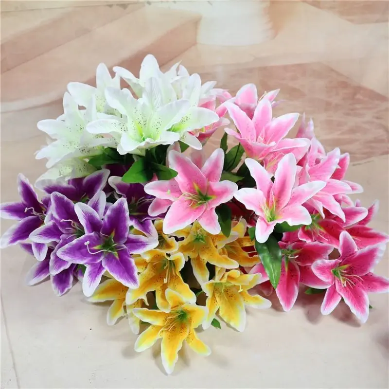 

9 Fork Rayon Bouquets Lily Bouquets Artificial Jewelry Flowers DIY Wedding Flowers Bridal Bouquets Decoration