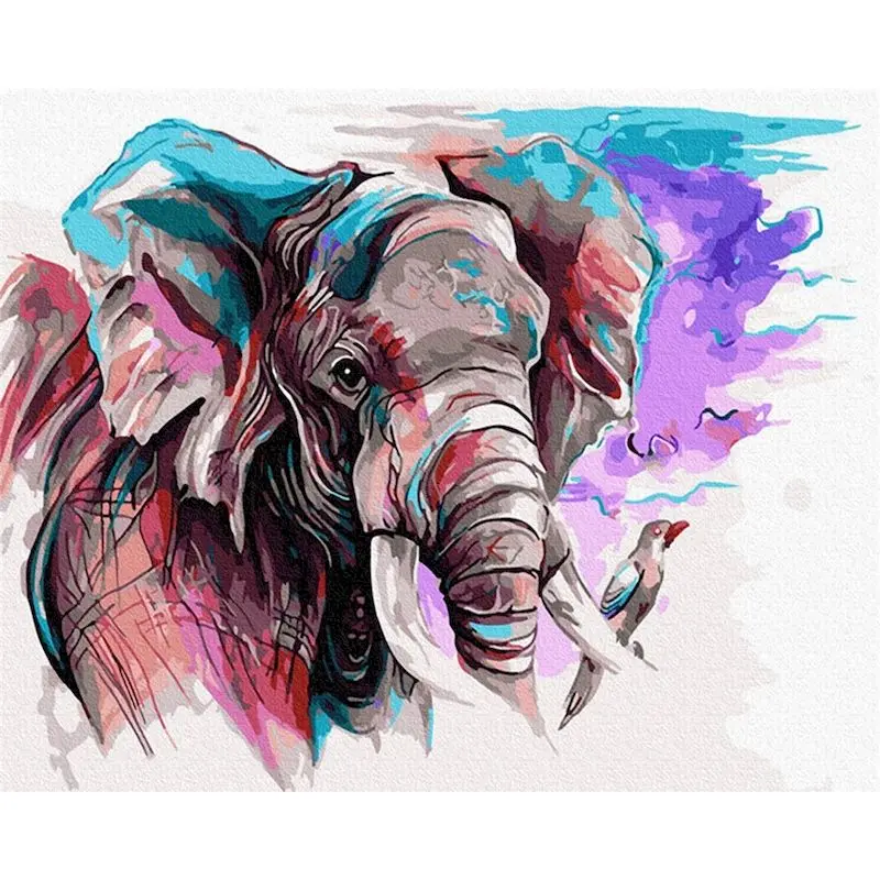 

GATYZTORY 60x75cm DIY Frame Painting By Numbers Kits Elephant Animal Paint By Numbers Kits Unique Diy Gift For Adult Children