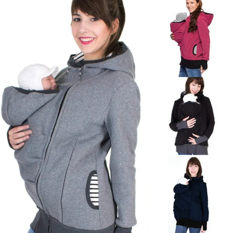 Женская верхняя одежда для беременных Детская сумка-кенгуру с капюшоном