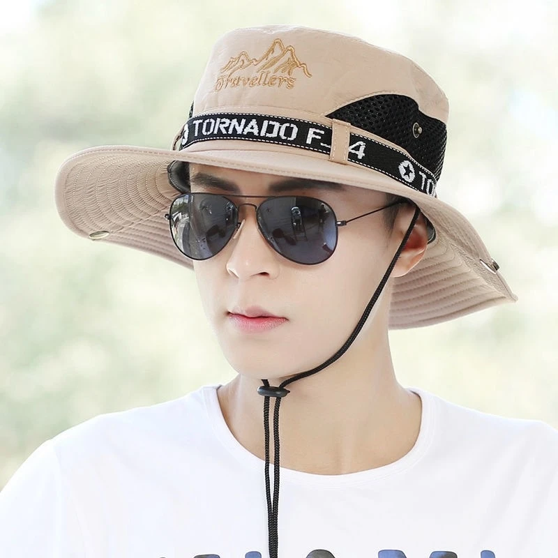 

Sunshade hat men's summer outdoor fishing hat men's sunscreen hat cover face, prevent ultraviolet ray and ventilate Big Brim