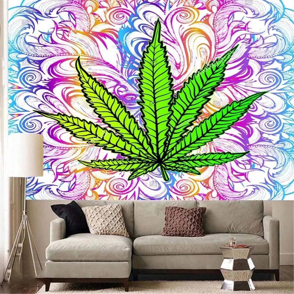 New 3D Print Maple Leaf Tapestry Wall Hanging Mandala Cloth Psychedelic Art Tapiz Bohemian Curtains |