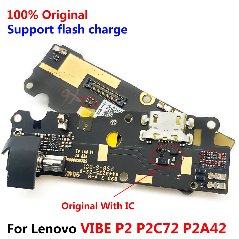 

Original With IC USB Dock Charging Port Microphone Connector Ringer buzzer Flex Cable Board for Lenovo VIBE P2 P2C72 P2A42