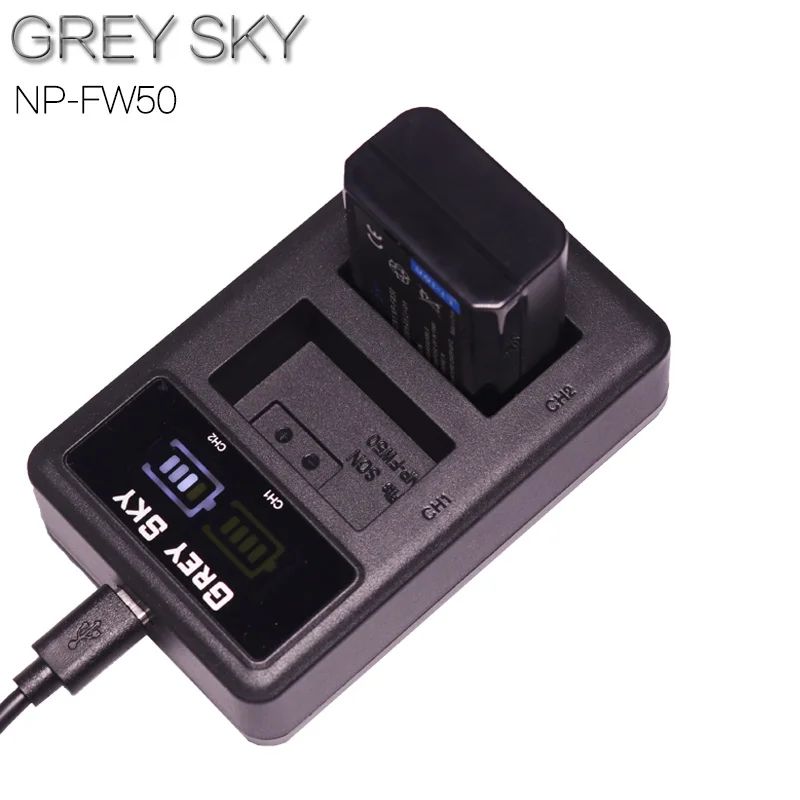 2000 мА/ч NP-FW50 NP FW50 Батарея + usb-портами и светодиодным индикатором двойной Зарядное