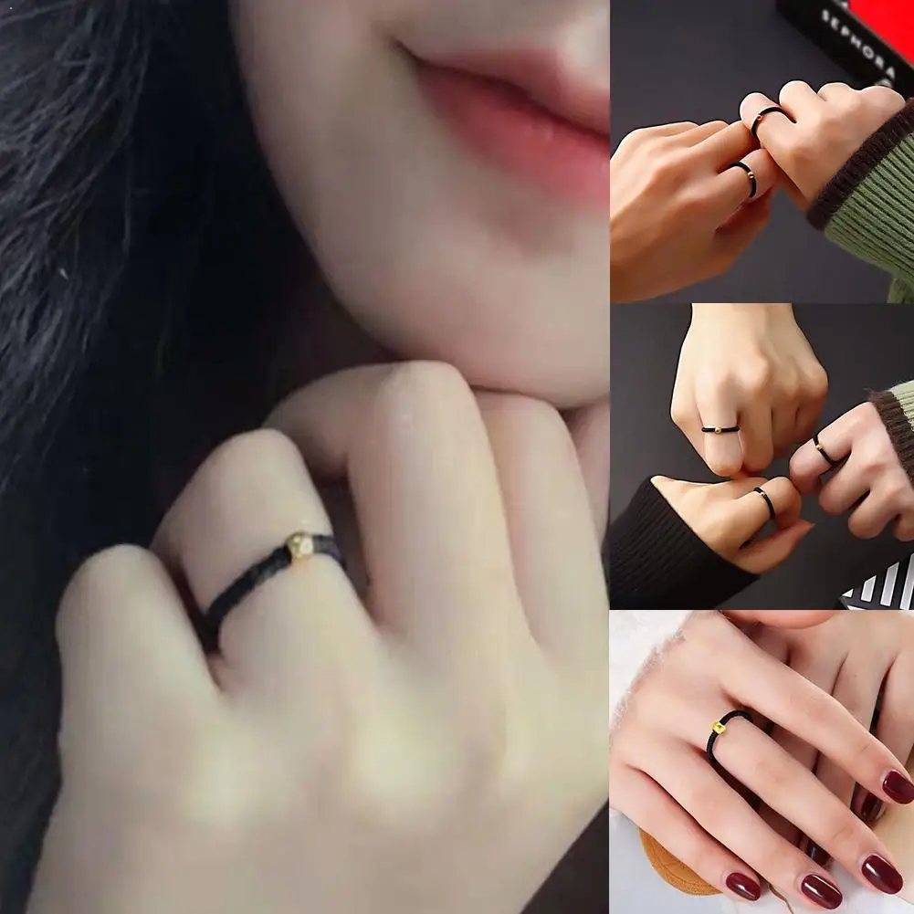 Красные черные веревочные парные счастливые перстни из бисера Vanlentine's Beads