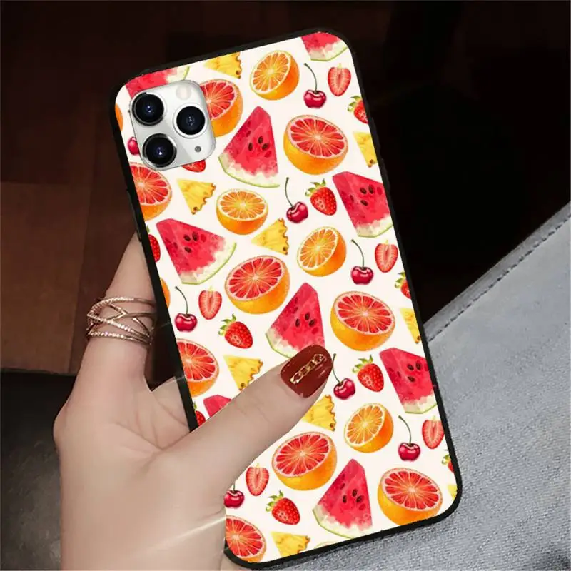 

Summer green leaves fruit lemon peach Phone Case for iPhone 11 12 pro XS MAX 8 7 6 6S Plus X 5S SE 2020 XR